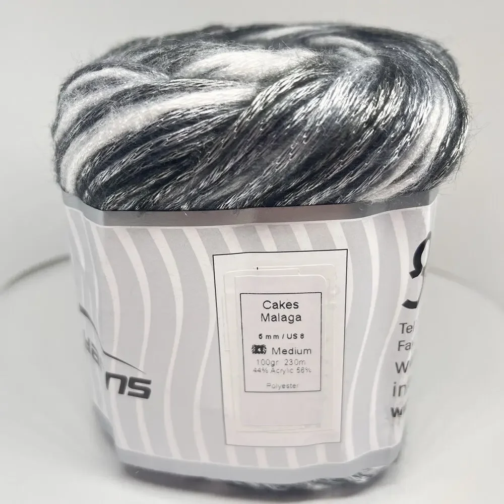 ICE Yarns Cakes Malaga Yarn, Black Gray White